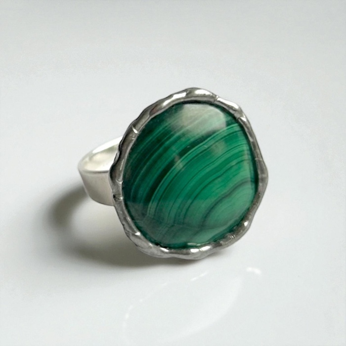 malachit pierscionek